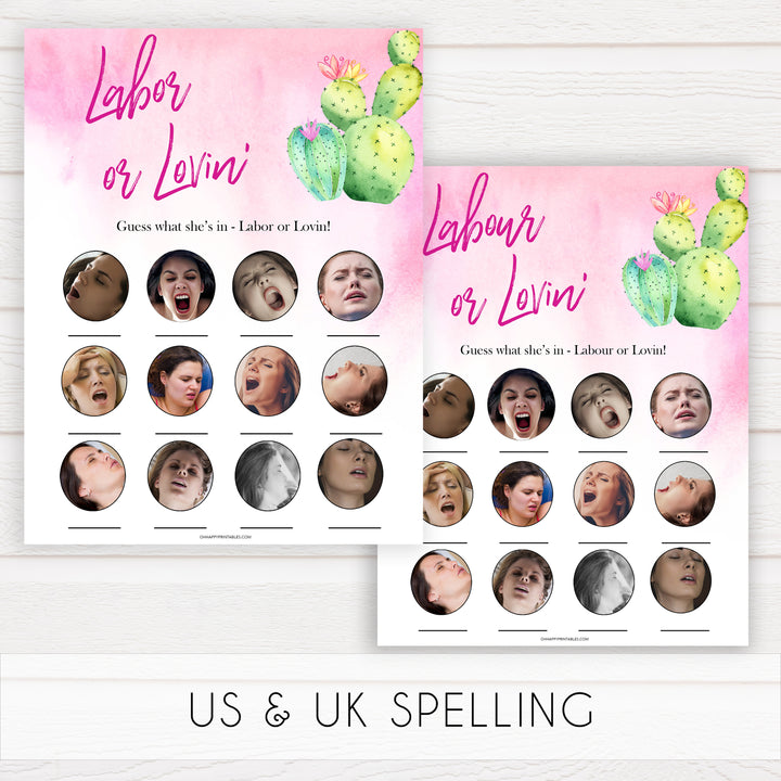 Cactus baby shower games, cactus labour or lovin baby game, printable baby games, Mexican baby shower, Mexican baby games, fiesta baby games, popular baby games, printable baby games