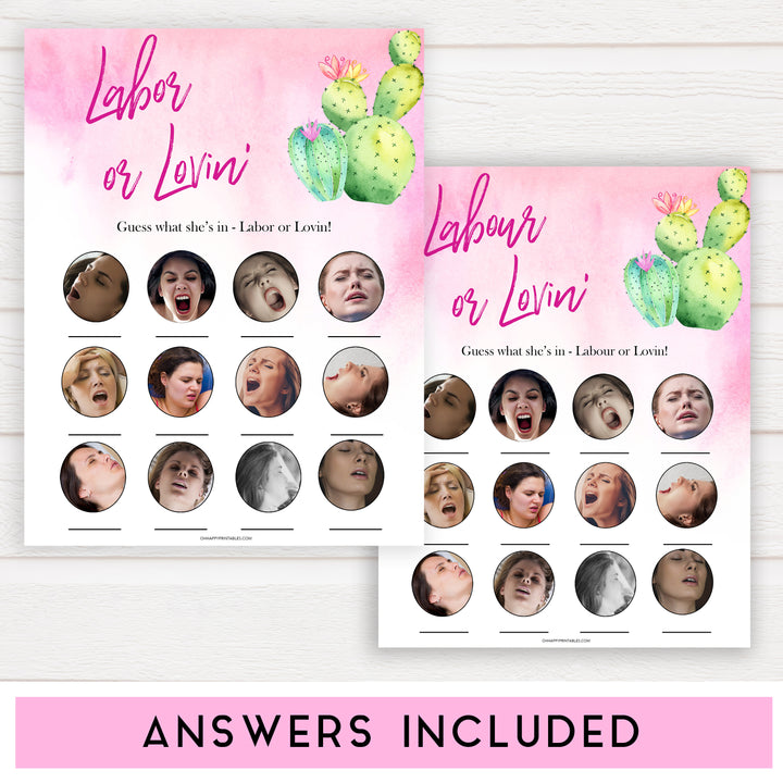 Cactus baby shower games, cactus labour or lovin baby game, printable baby games, Mexican baby shower, Mexican baby games, fiesta baby games, popular baby games, printable baby games