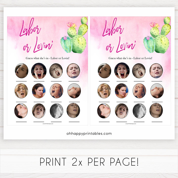Cactus baby shower games, cactus labour or lovin baby game, printable baby games, Mexican baby shower, Mexican baby games, fiesta baby games, popular baby games, printable baby games