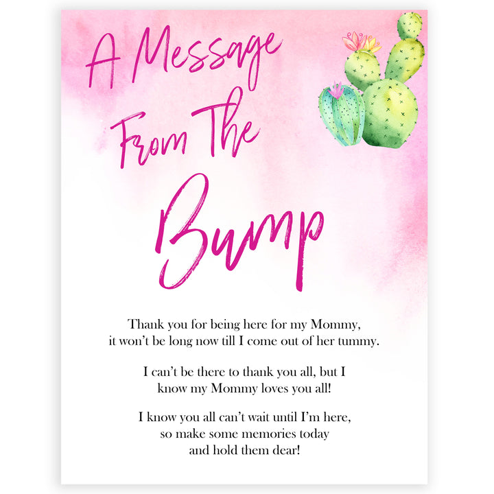 Cactus baby shower games, cactus message from the bump baby game, printable baby games, Mexican baby shower, Mexican baby games, fiesta baby games, popular baby games, printable baby games