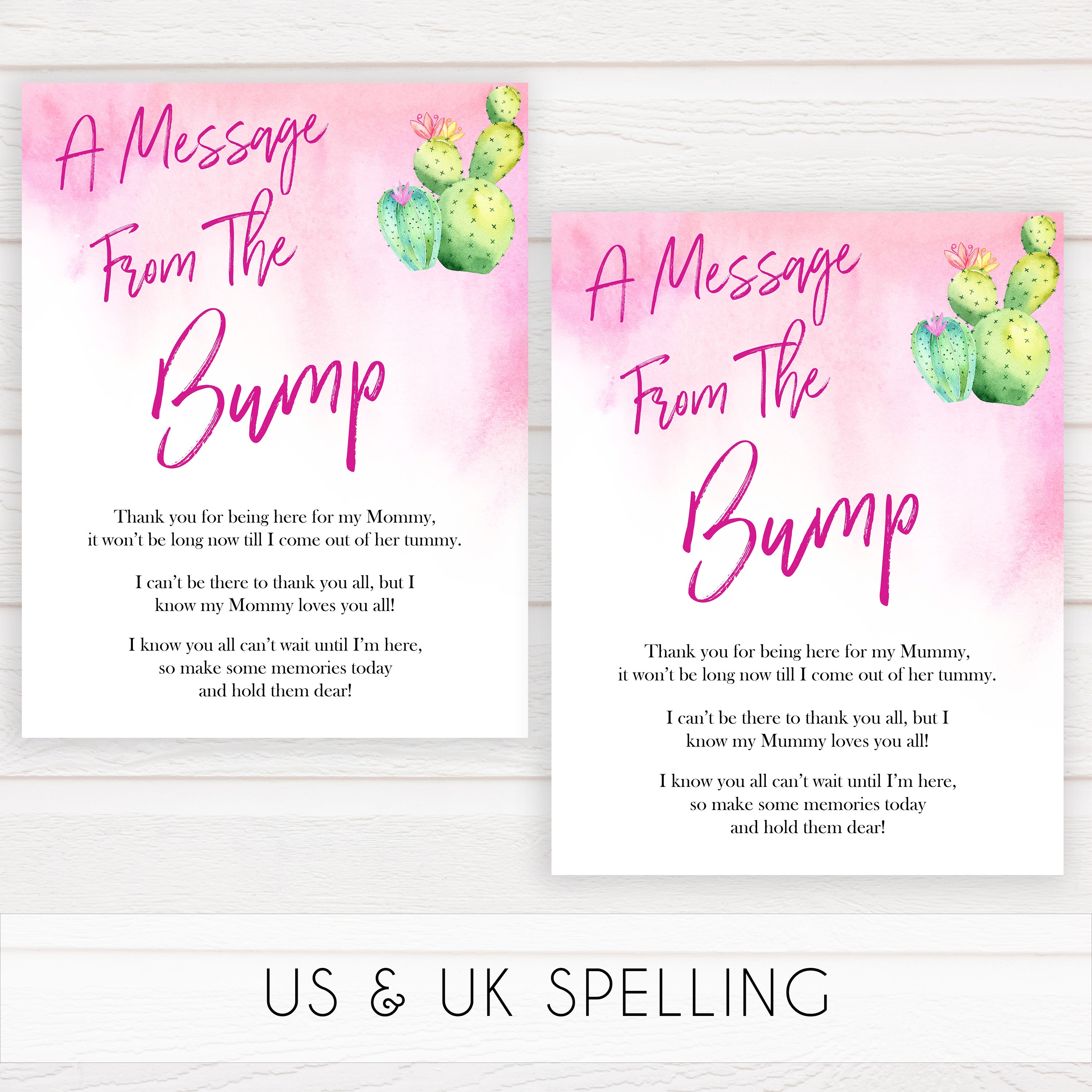 Cactus baby shower games, cactus message from the bump baby game, printable baby games, Mexican baby shower, Mexican baby games, fiesta baby games, popular baby games, printable baby games