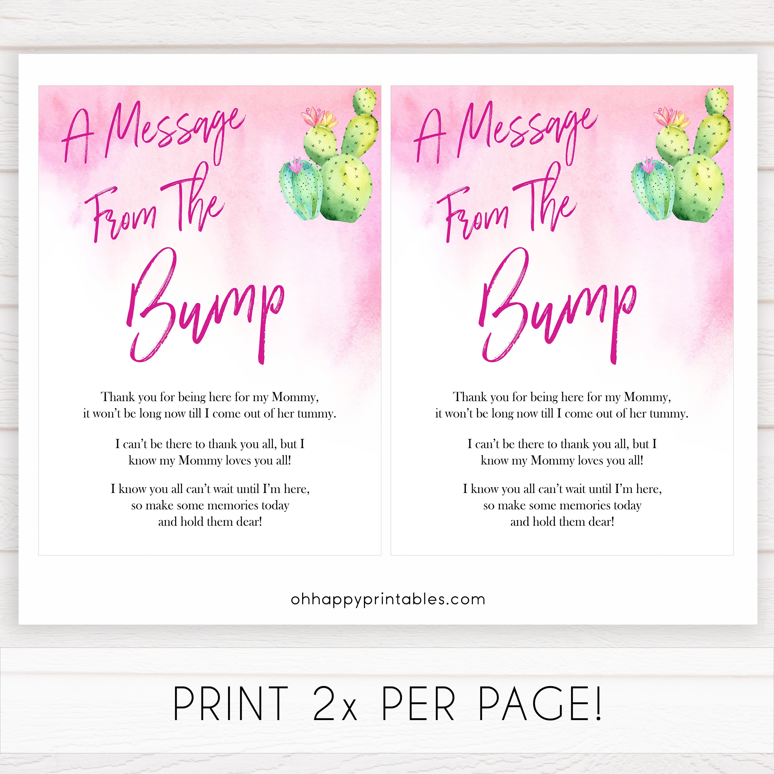 Cactus baby shower games, cactus message from the bump baby game, printable baby games, Mexican baby shower, Mexican baby games, fiesta baby games, popular baby games, printable baby games