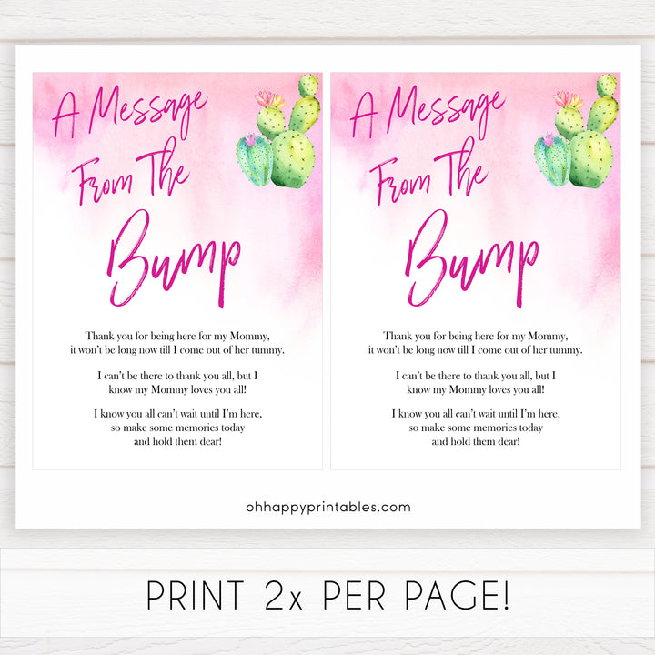 Cactus baby shower games, cactus message from the bump baby game, printable baby games, Mexican baby shower, Mexican baby games, fiesta baby games, popular baby games, printable baby games