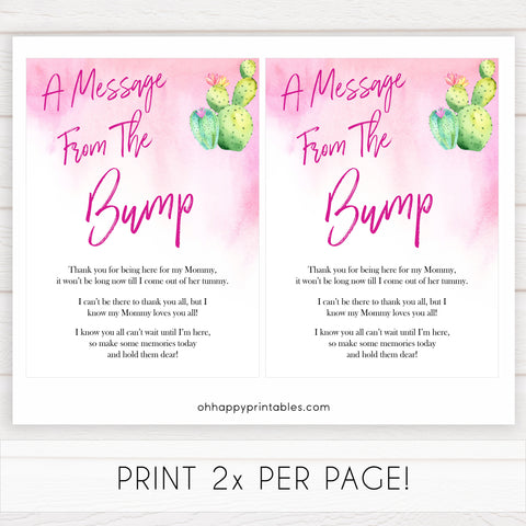 Cactus baby shower games, cactus message from the bump baby game, printable baby games, Mexican baby shower, Mexican baby games, fiesta baby games, popular baby games, printable baby games