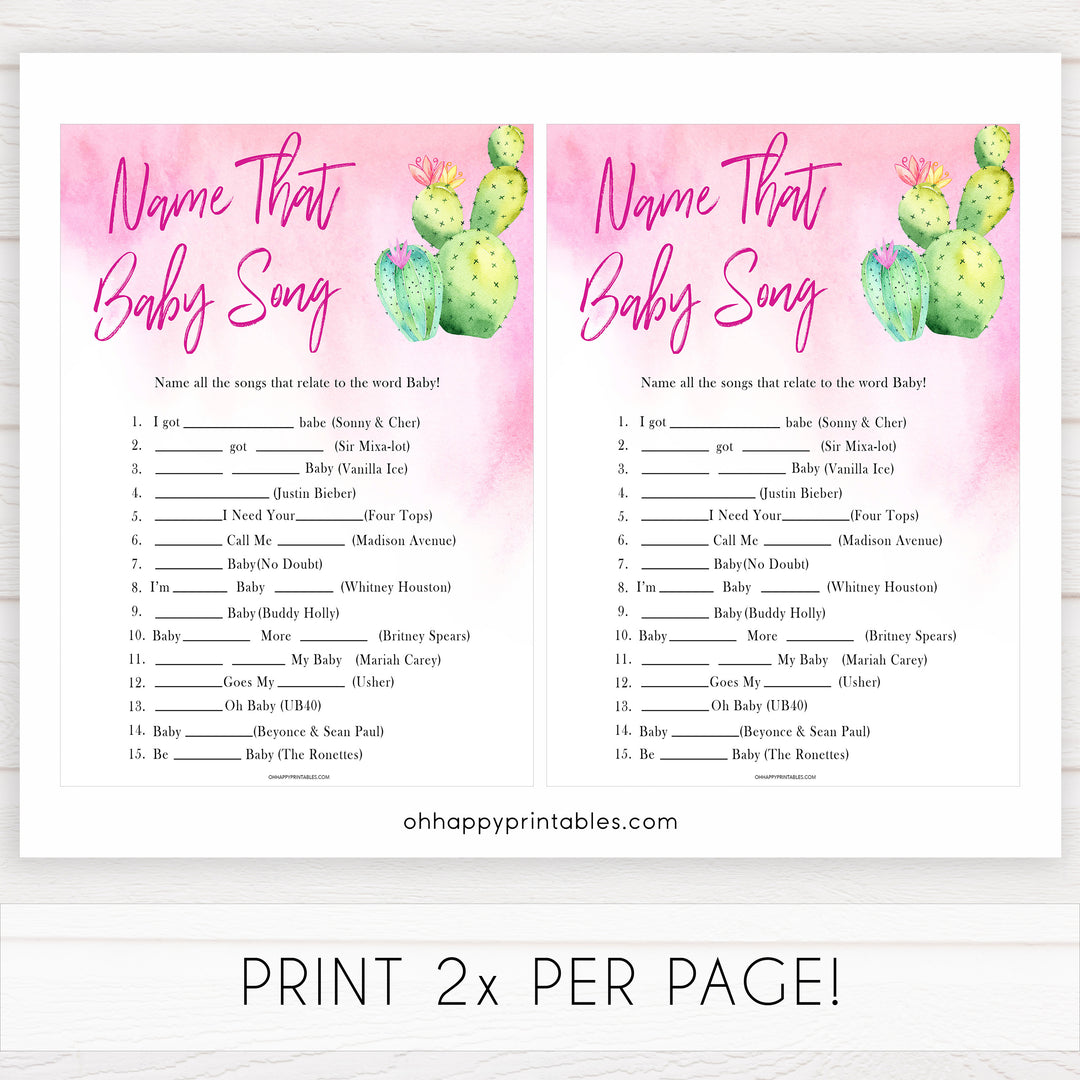 Cactus baby shower games, cactus name that baby song baby game, printable baby games, Mexican baby shower, Mexican baby games, fiesta baby games, popular baby games, printable baby games