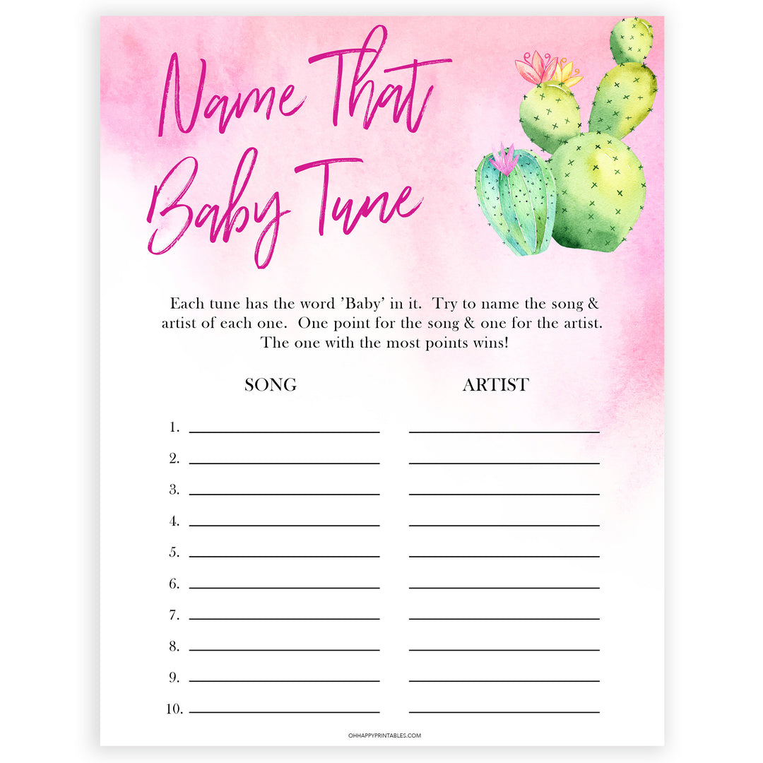Cactus baby shower games, cactus name that baby tune baby game, printable baby games, Mexican baby shower, Mexican baby games, fiesta baby games, popular baby games, printable baby games