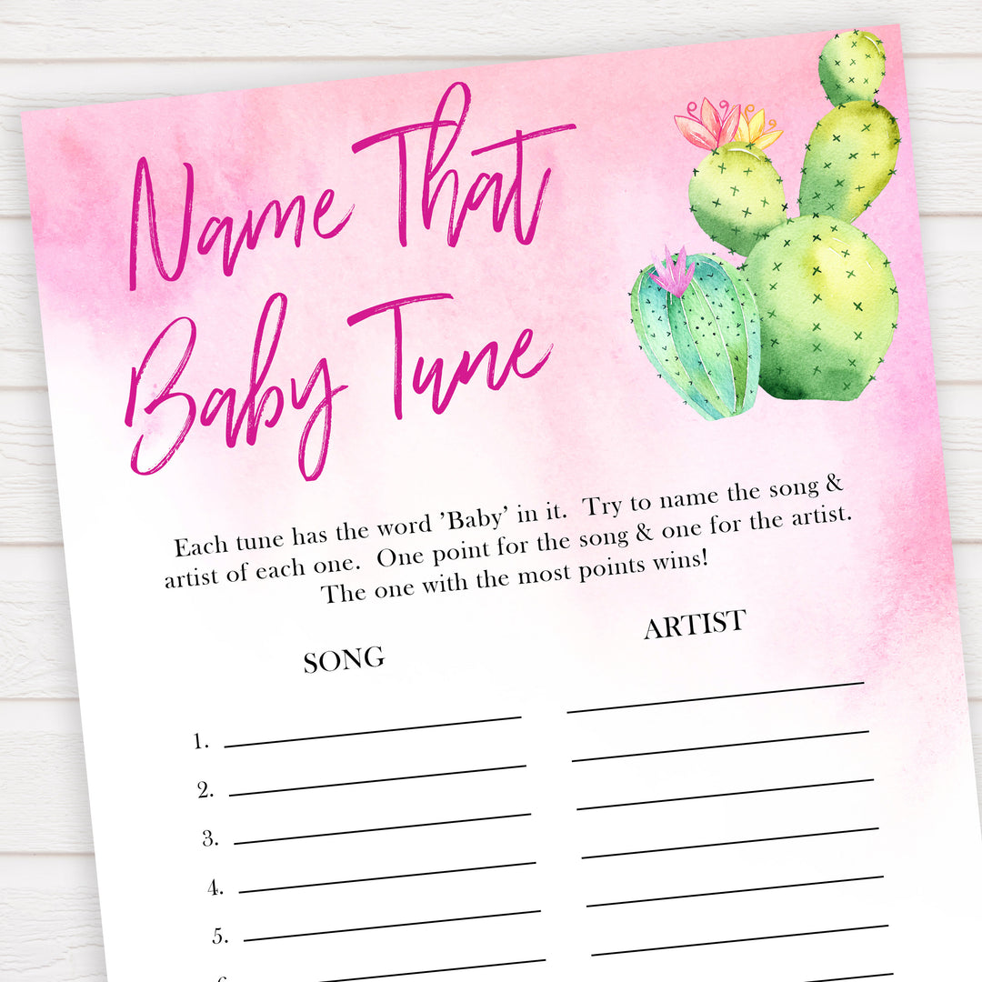 Cactus baby shower games, cactus name that baby tune baby game, printable baby games, Mexican baby shower, Mexican baby games, fiesta baby games, popular baby games, printable baby games