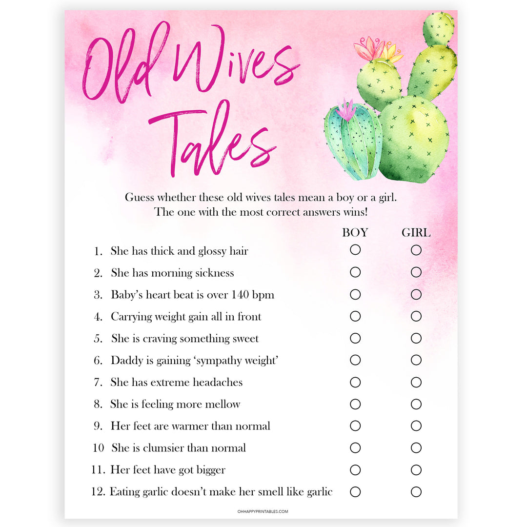Cactus baby shower games, cactus old wives tales baby game, printable baby games, Mexican baby shower, Mexican baby games, fiesta baby games, popular baby games, printable baby games