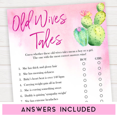 Cactus baby shower games, cactus old wives tales baby game, printable baby games, Mexican baby shower, Mexican baby games, fiesta baby games, popular baby games, printable baby games