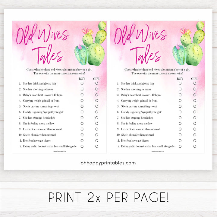 Cactus baby shower games, cactus old wives tales baby game, printable baby games, Mexican baby shower, Mexican baby games, fiesta baby games, popular baby games, printable baby games