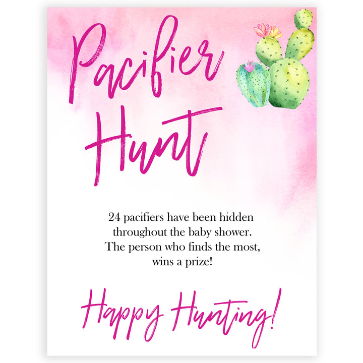 Cactus baby shower games, cactus pacifier hunt baby game, printable baby games, Mexican baby shower, Mexican baby games, fiesta baby games, popular baby games, printable baby games