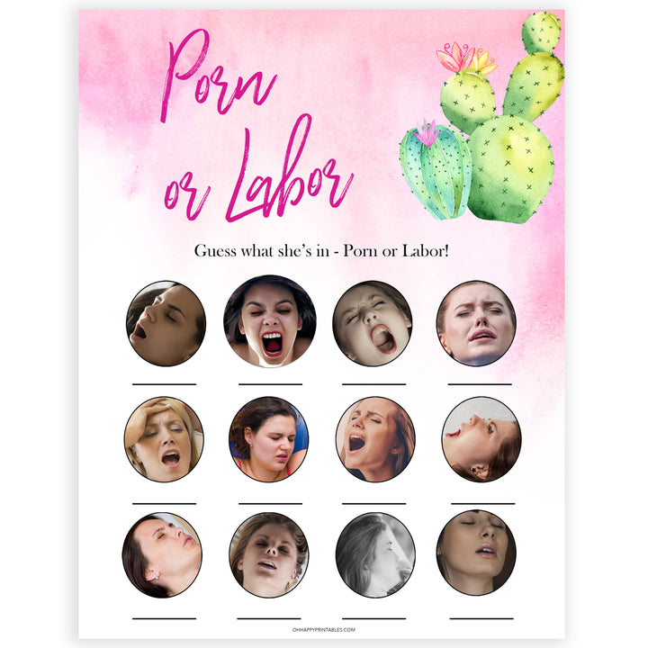 Cactus baby shower games, cactus labor or porn baby game, printable baby games, Mexican baby shower, Mexican baby games, fiesta baby games, popular baby games, printable baby games