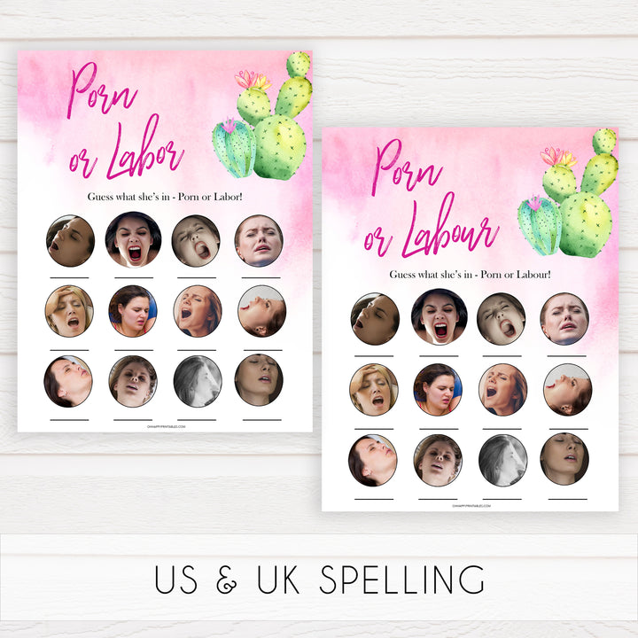 Cactus baby shower games, cactus labor or porn baby game, printable baby games, Mexican baby shower, Mexican baby games, fiesta baby games, popular baby games, printable baby games