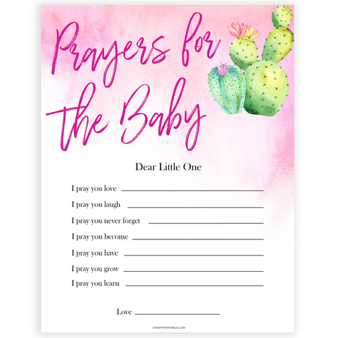 Cactus baby shower games, cactus prayers for the baby baby game, printable baby games, Mexican baby shower, Mexican baby games, fiesta baby games, popular baby games, printable baby games