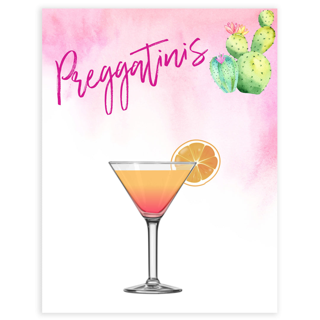 Cactus baby decor, Preggatinis sign, Mexican baby signs, baby shower decor, baby signs, printable baby signs, baby decor, 