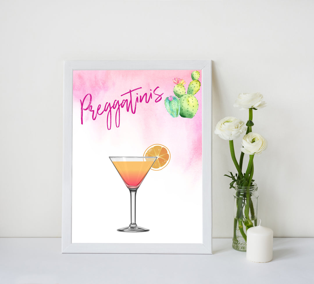 Cactus baby decor, Preggatinis sign, Mexican baby signs, baby shower decor, baby signs, printable baby signs, baby decor, 