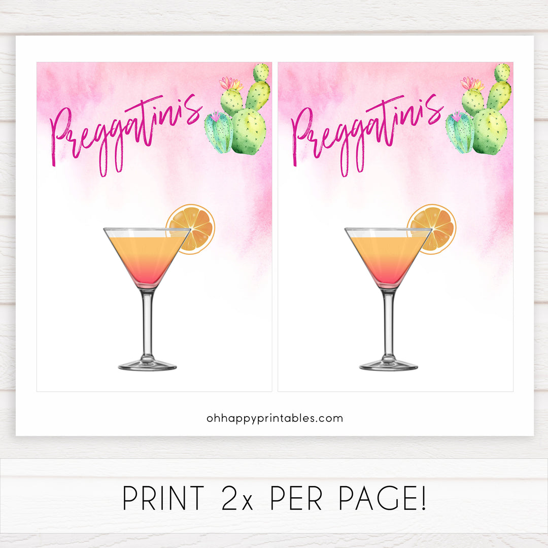 Cactus baby decor, Preggatinis sign, Mexican baby signs, baby shower decor, baby signs, printable baby signs, baby decor, 