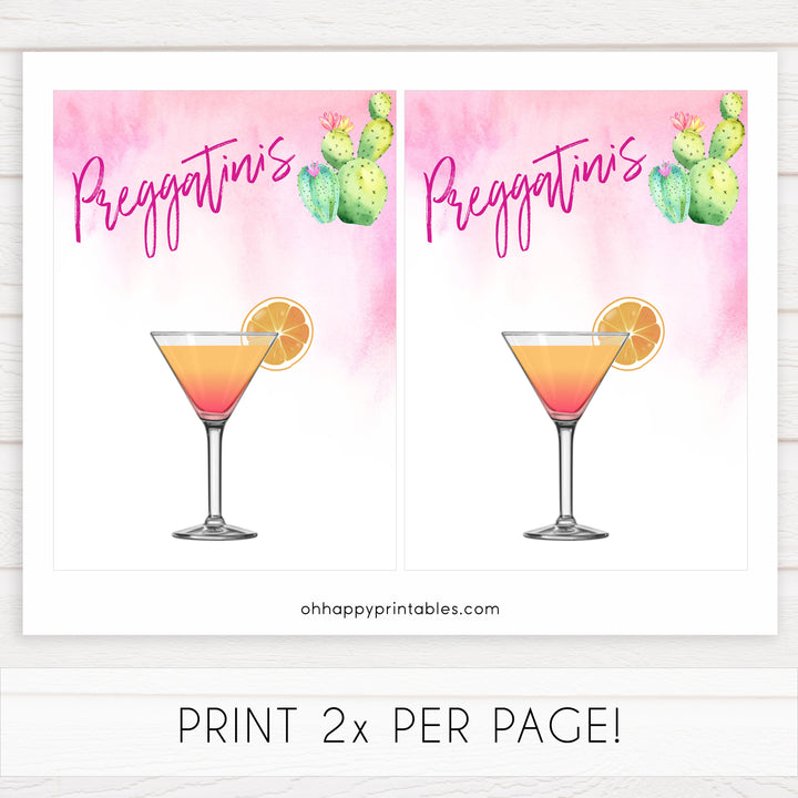 Cactus baby decor, Preggatinis sign, Mexican baby signs, baby shower decor, baby signs, printable baby signs, baby decor, 