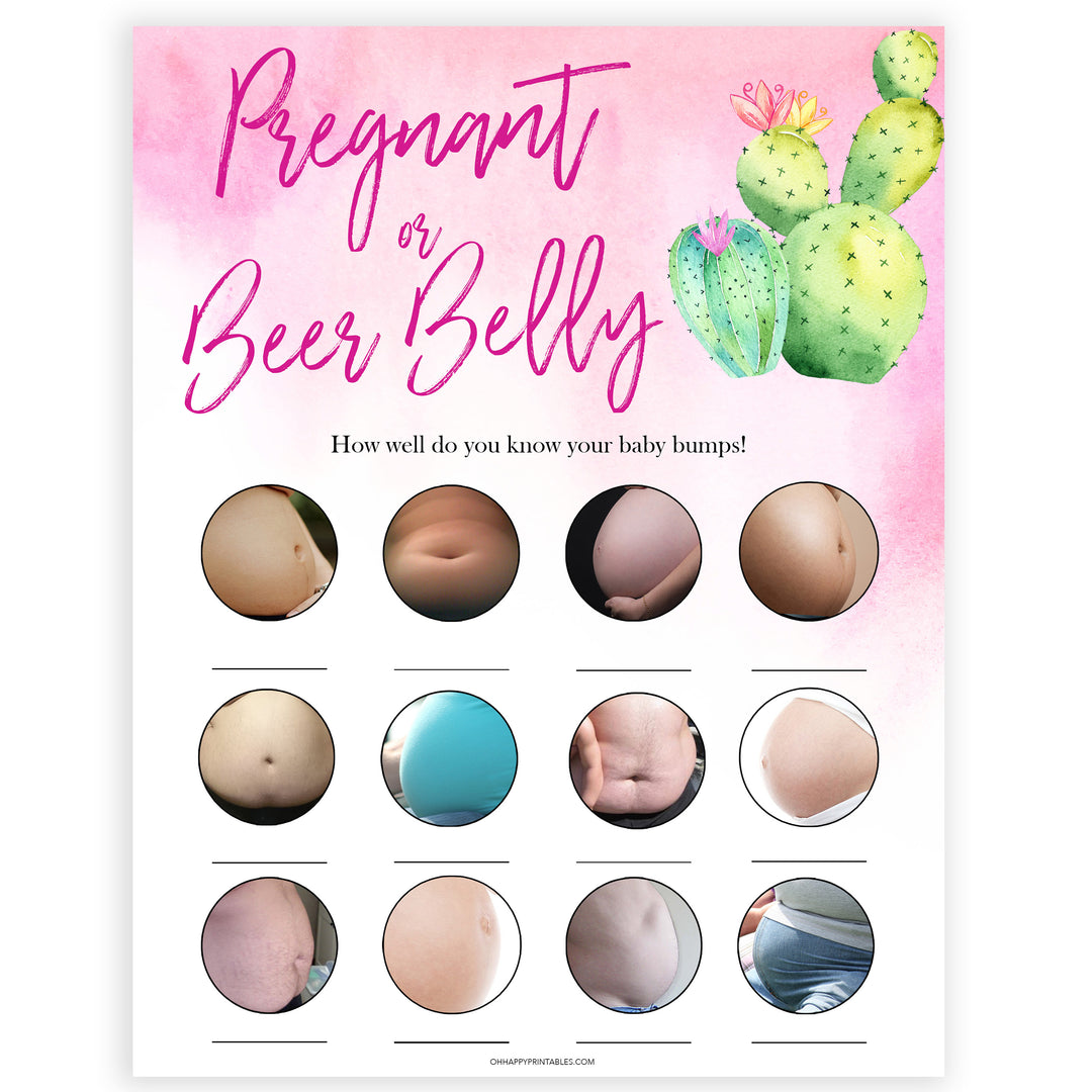 Cactus baby shower games, cactus pregnant or beer belly baby game, printable baby games, Mexican baby shower, Mexican baby games, fiesta baby games, popular baby games, printable baby games