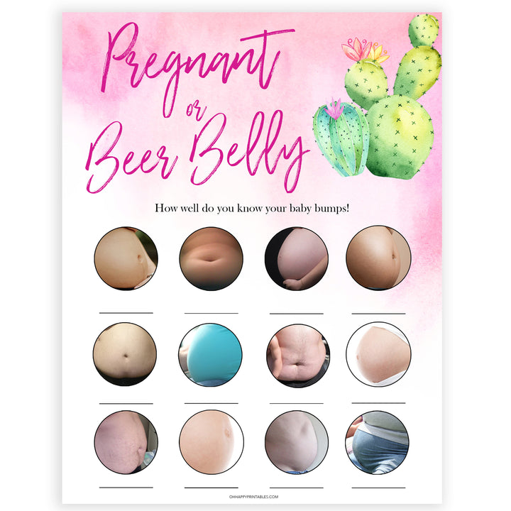 Cactus baby shower games, cactus pregnant or beer belly baby game, printable baby games, Mexican baby shower, Mexican baby games, fiesta baby games, popular baby games, printable baby games