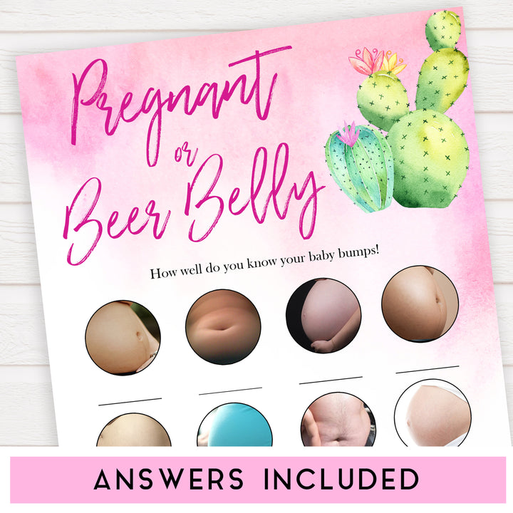 Cactus baby shower games, cactus pregnant or beer belly baby game, printable baby games, Mexican baby shower, Mexican baby games, fiesta baby games, popular baby games, printable baby games