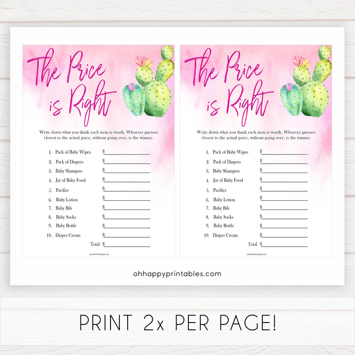 Cactus baby shower games, cactus the price is right baby game, printable baby games, Mexican baby shower, Mexican baby games, fiesta baby games, popular baby games, printable baby games