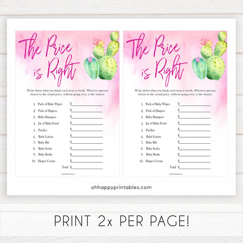 Cactus baby shower games, cactus the price is right baby game, printable baby games, Mexican baby shower, Mexican baby games, fiesta baby games, popular baby games, printable baby games