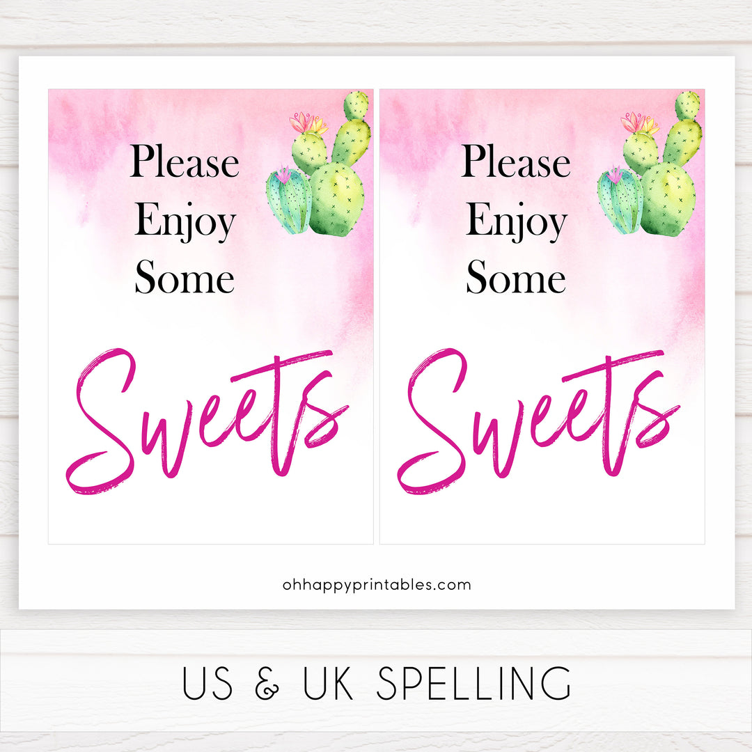 Cactus baby decor, sweets baby sign, sweets baby decor, Mexican baby signs, baby shower decor, baby signs, printable baby signs, baby decor, 