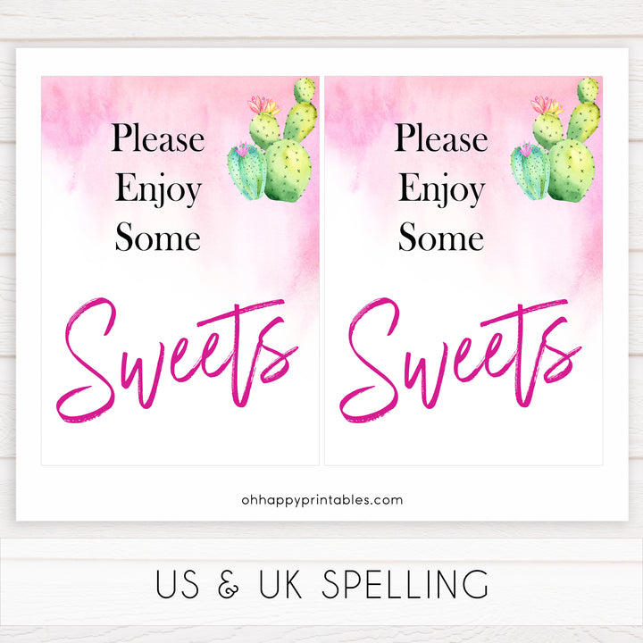 Cactus baby decor, sweets baby sign, sweets baby decor, Mexican baby signs, baby shower decor, baby signs, printable baby signs, baby decor, 