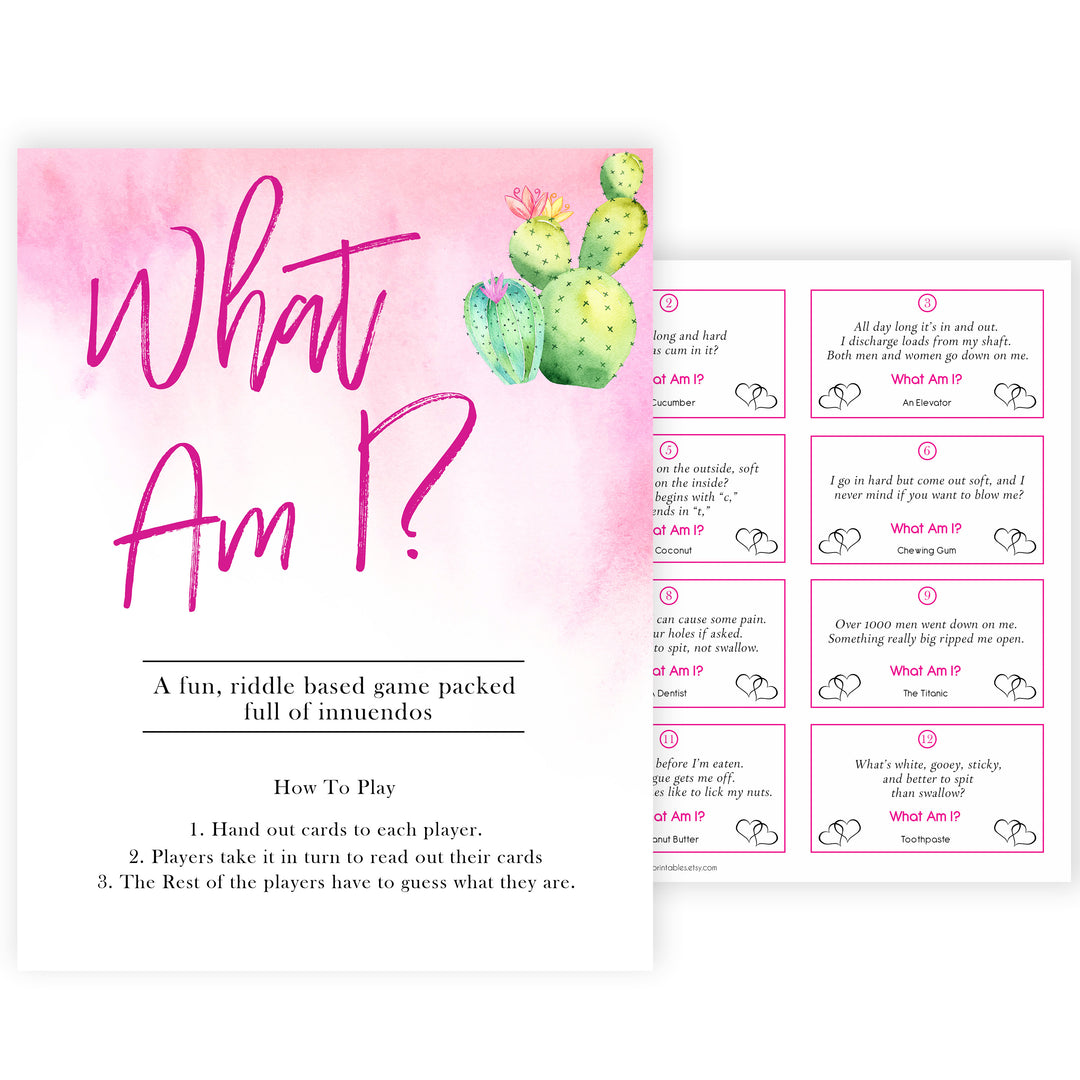 Cactus baby shower games, cactus what am I baby game, printable baby games, Mexican baby shower, Mexican baby games, fiesta baby games, popular baby games, printable baby games