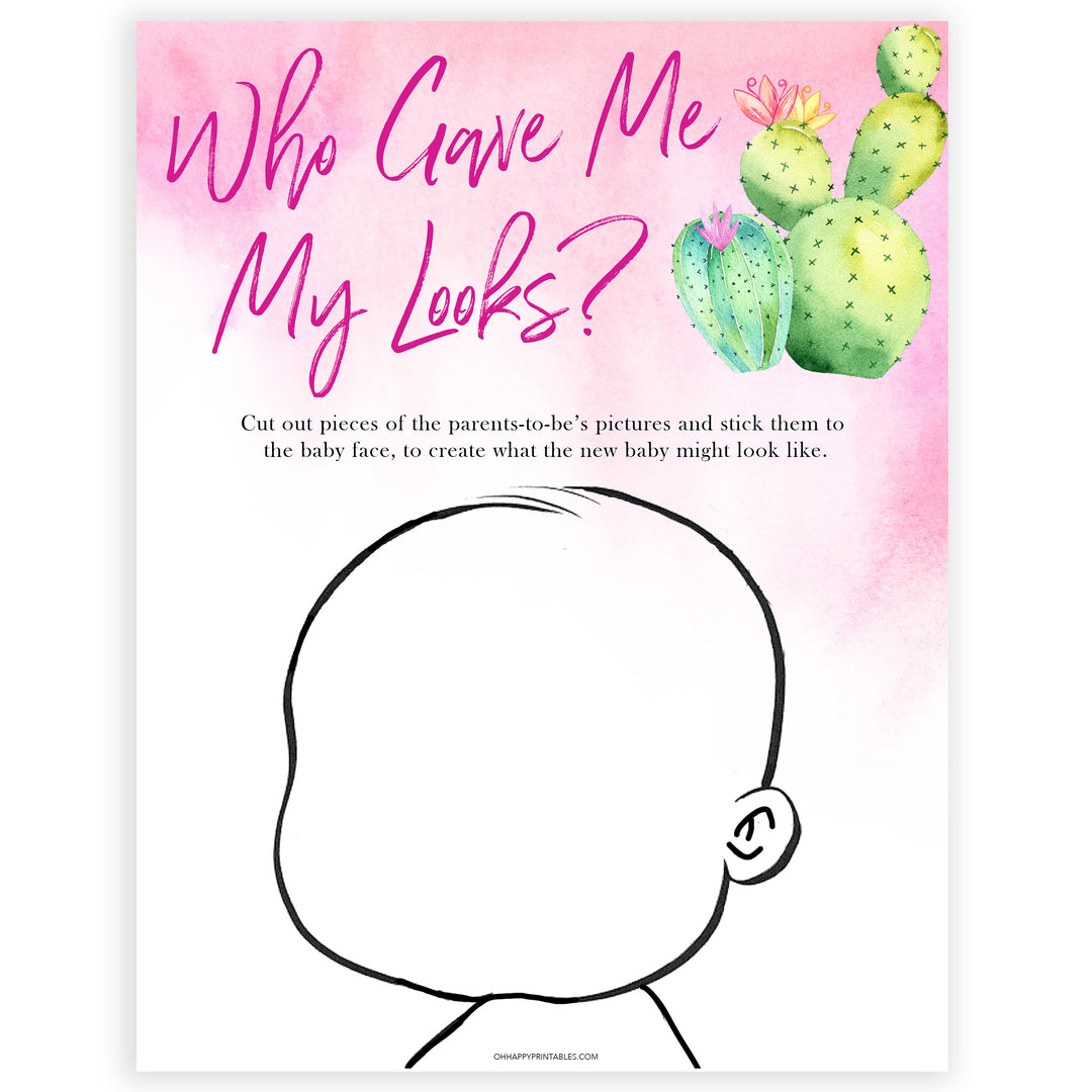Cactus baby shower games, cactus who gave me my looks baby game, printable baby games, Mexican baby shower, Mexican baby games, fiesta baby games, popular baby games, printable baby games