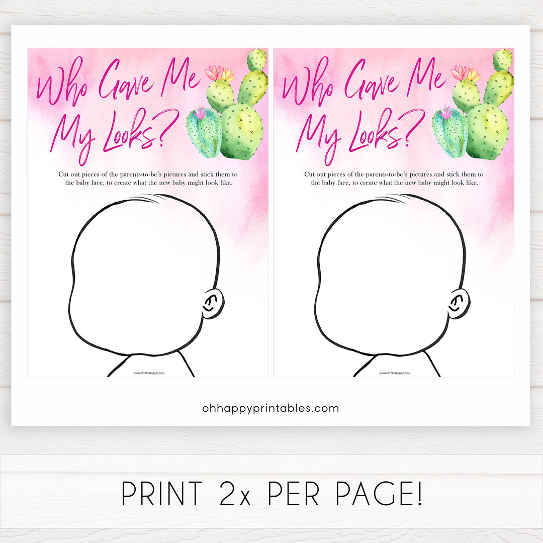 Cactus baby shower games, cactus who gave me my looks baby game, printable baby games, Mexican baby shower, Mexican baby games, fiesta baby games, popular baby games, printable baby games