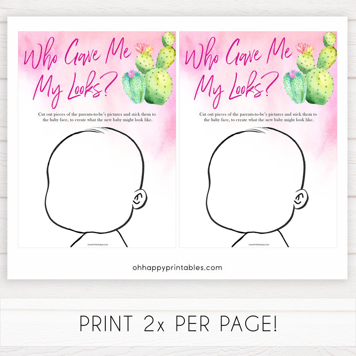 Cactus baby shower games, cactus who gave me my looks baby game, printable baby games, Mexican baby shower, Mexican baby games, fiesta baby games, popular baby games, printable baby games