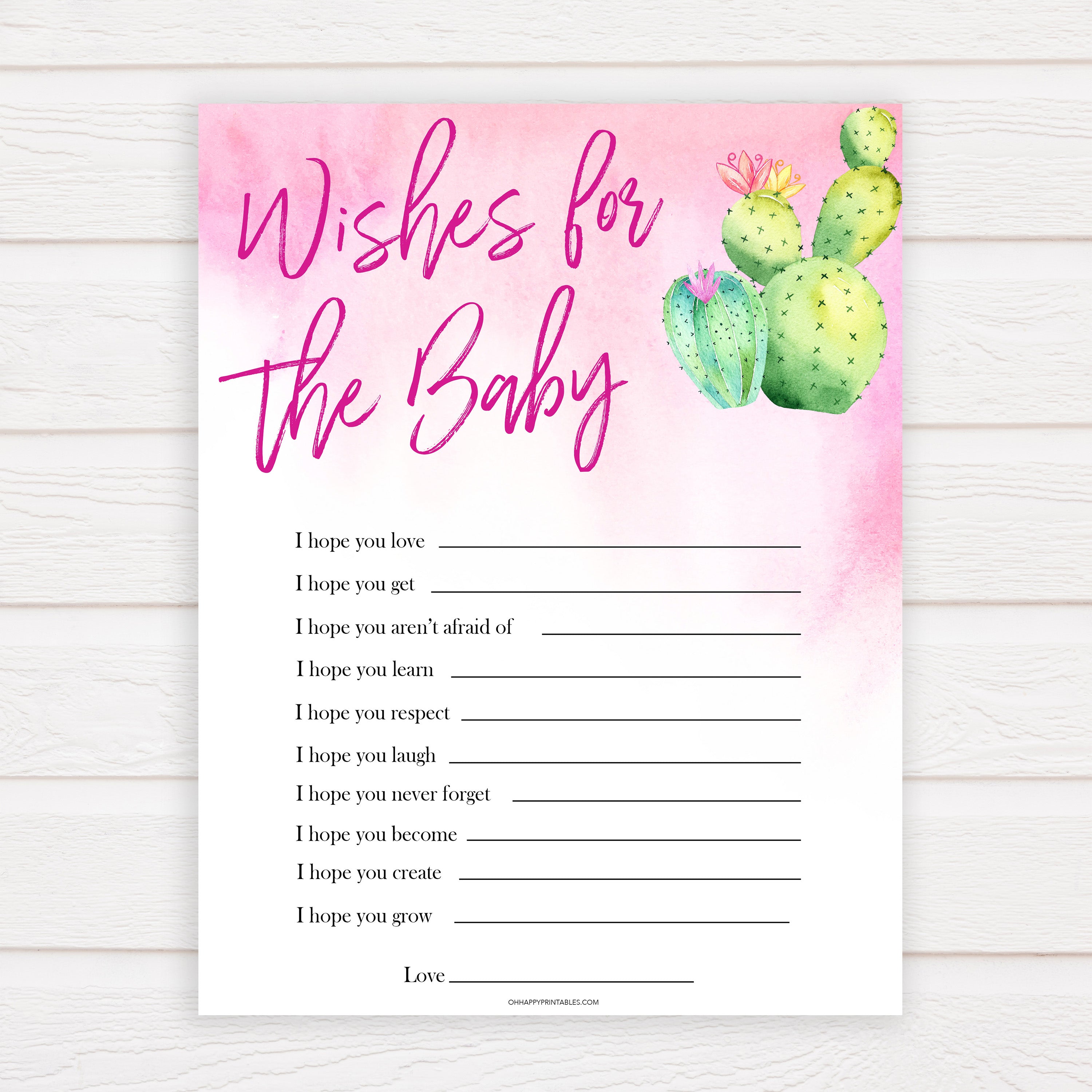 Cactus baby shower games, cactus wishes for the baby baby game, printable baby games, Mexican baby shower, Mexican baby games, fiesta baby games, popular baby games, printable baby games