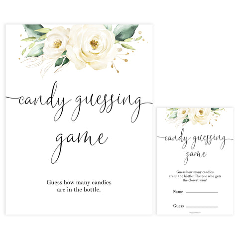 candy guessing baby game, White floral baby game, White floral baby shower, White floral games, Floral baby games, Floral baby shower, White floral