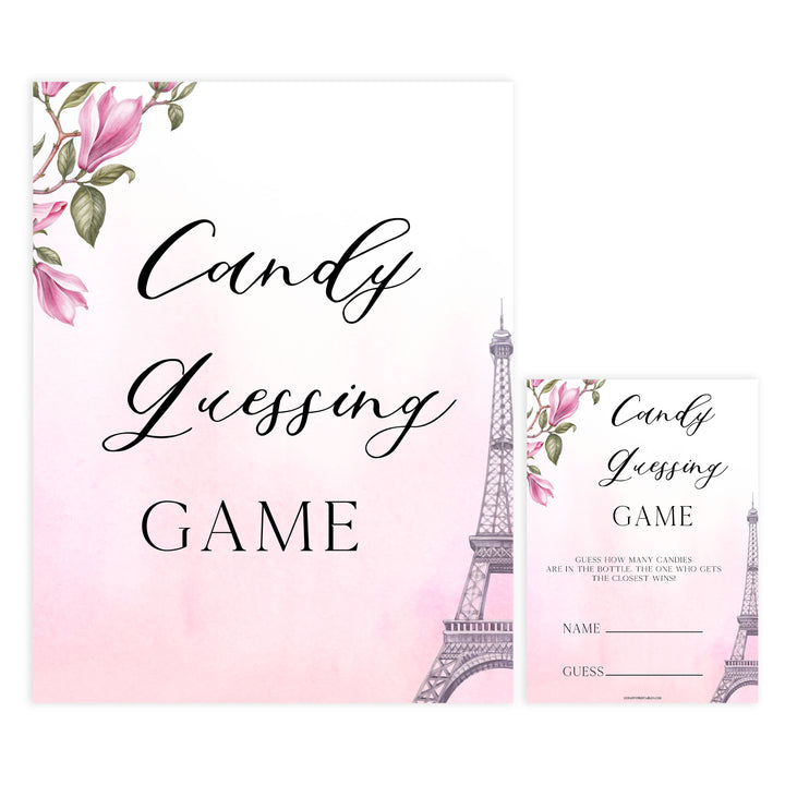 candy guessing game, Paris baby shower games, printable baby shower games, Parisian baby shower games, fun baby shower games
