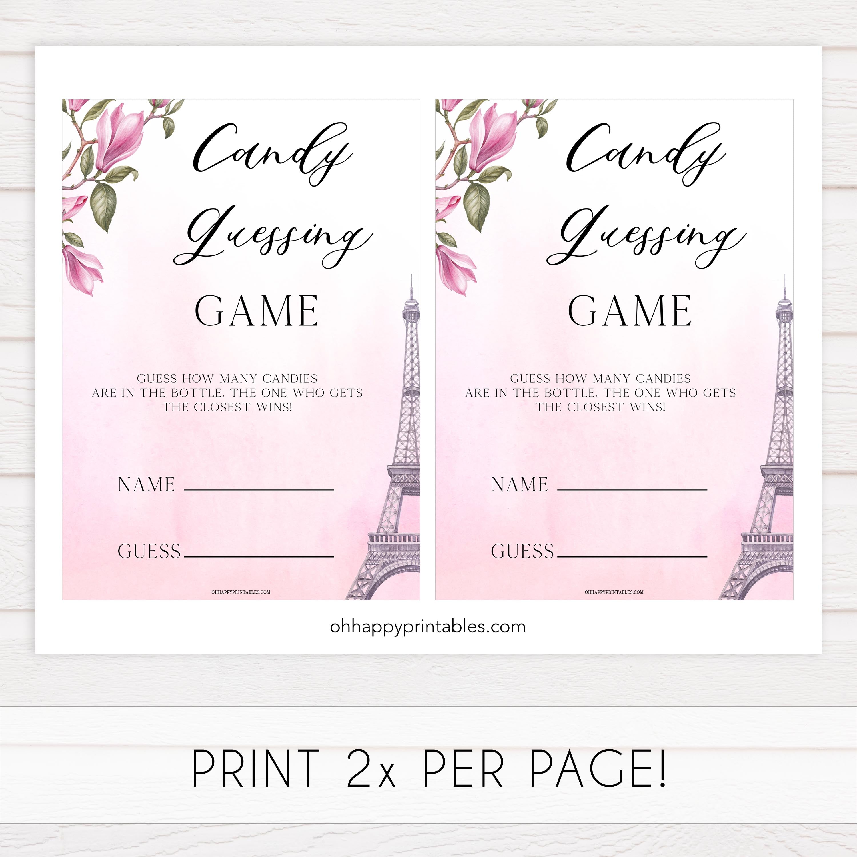candy guessing game, Paris baby shower games, printable baby shower games, Parisian baby shower games, fun baby shower games