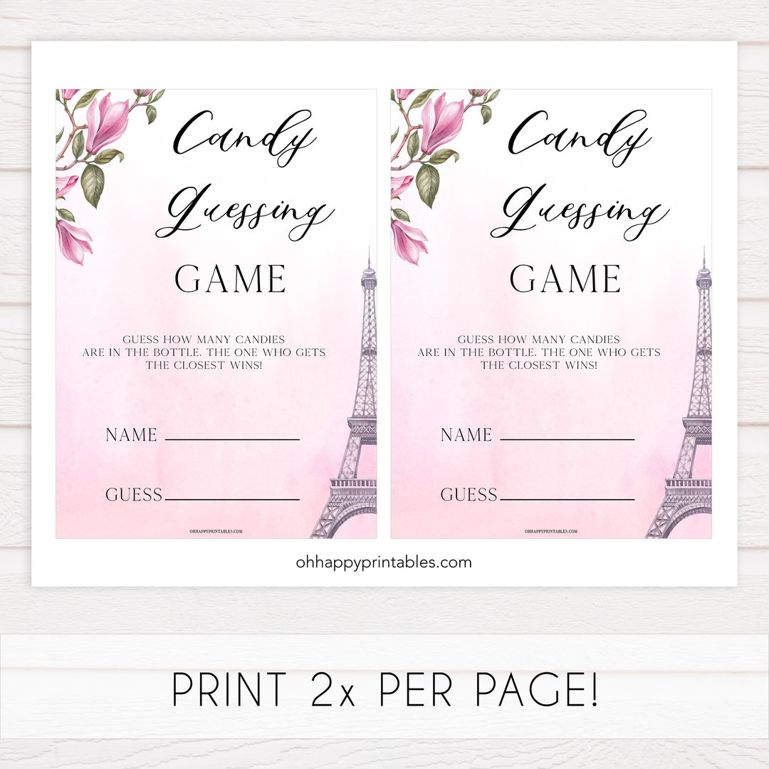 candy guessing game, Paris baby shower games, printable baby shower games, Parisian baby shower games, fun baby shower games