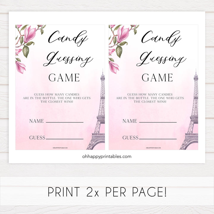 candy guessing game, Paris baby shower games, printable baby shower games, Parisian baby shower games, fun baby shower games