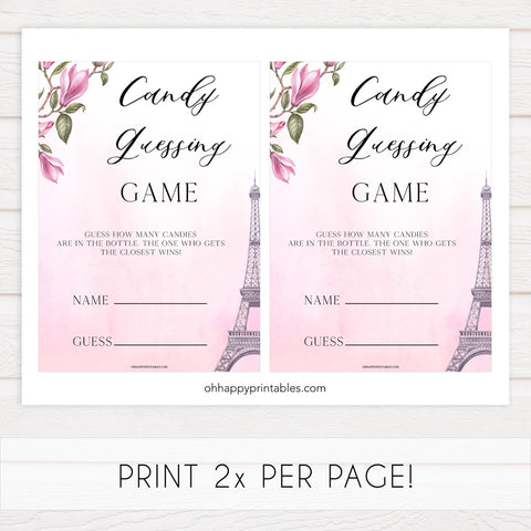 candy guessing game, Paris baby shower games, printable baby shower games, Parisian baby shower games, fun baby shower games