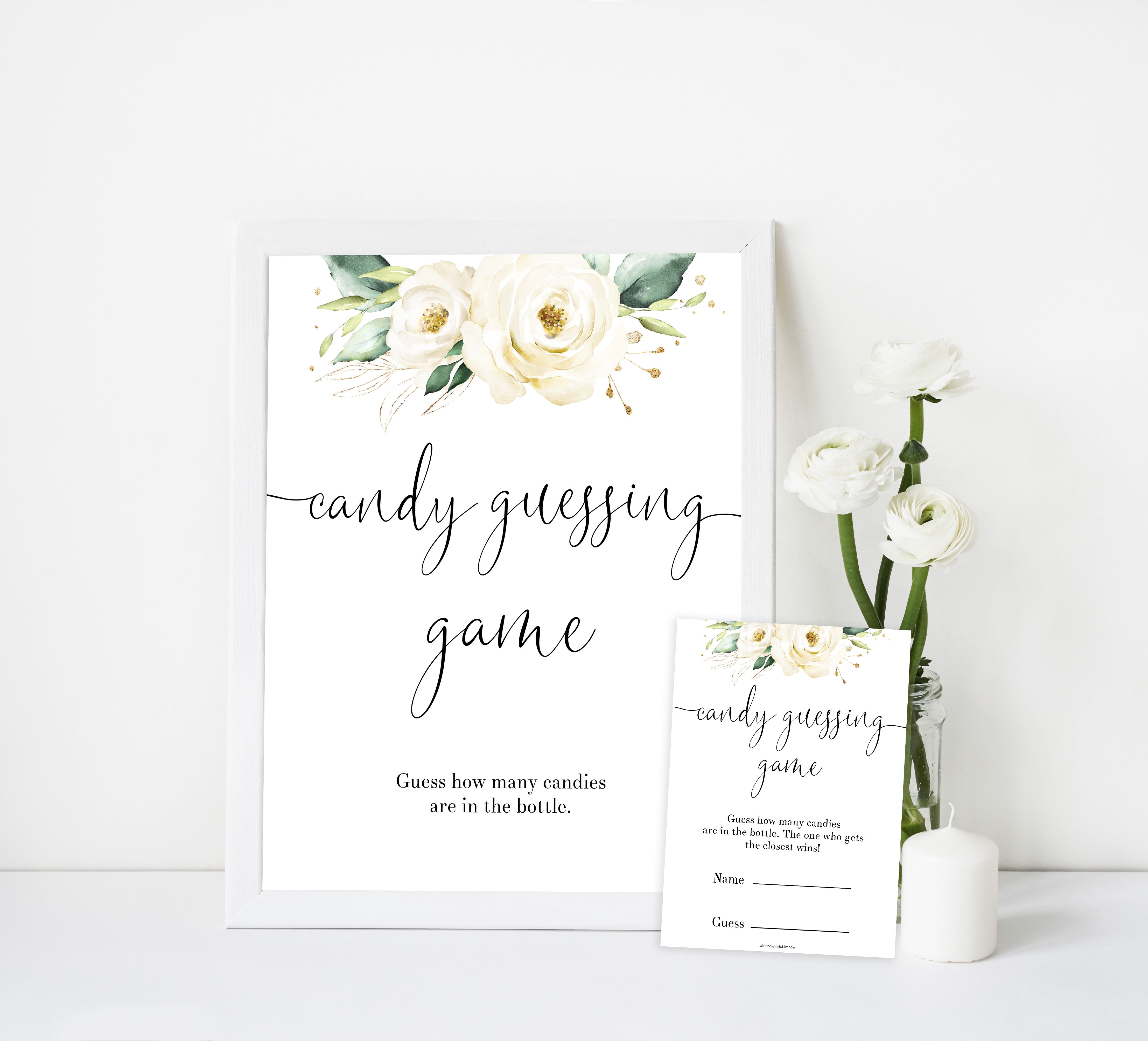candy guessing baby game, White floral baby game, White floral baby shower, White floral games, Floral baby games, Floral baby shower, White floral