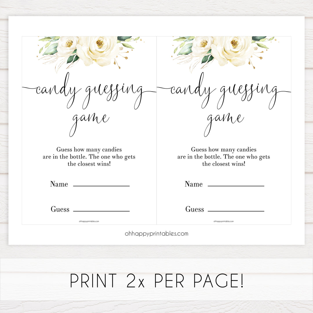 candy guessing baby game, White floral baby game, White floral baby shower, White floral games, Floral baby games, Floral baby shower, White floral