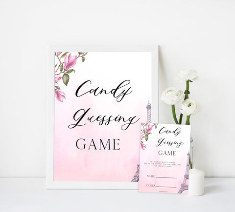 candy guessing game, Paris baby shower games, printable baby shower games, Parisian baby shower games, fun baby shower games