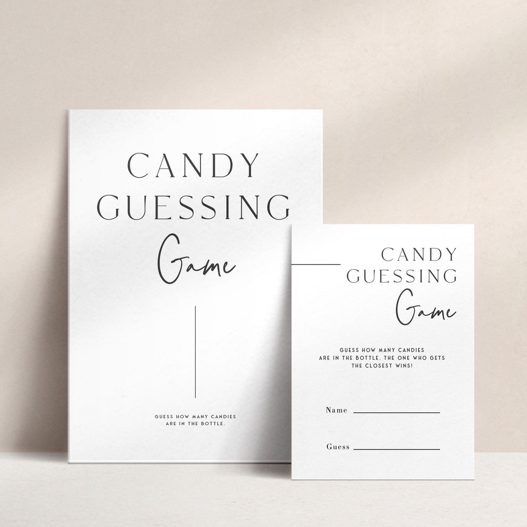 candy guessing game baby shower game, printable baby shower games, editable baby shower games, modern baby shower games, minimalist baby shower