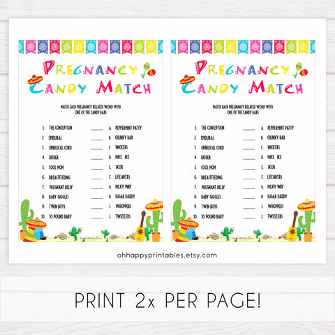 pregnancy candy match game, Printable baby shower games, Mexican fiesta fun baby games, baby shower games, fun baby shower ideas, top baby shower ideas, fiesta shower baby shower, fiesta baby shower ideas