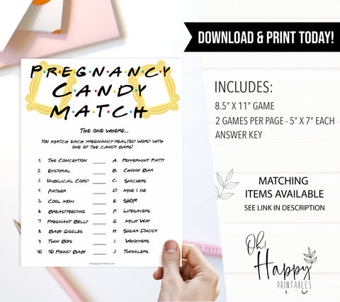 pregnancy candy match, Printable baby shower games, friends fun baby games, baby shower games, fun baby shower ideas, top baby shower ideas, friends baby shower, friends baby shower ideas