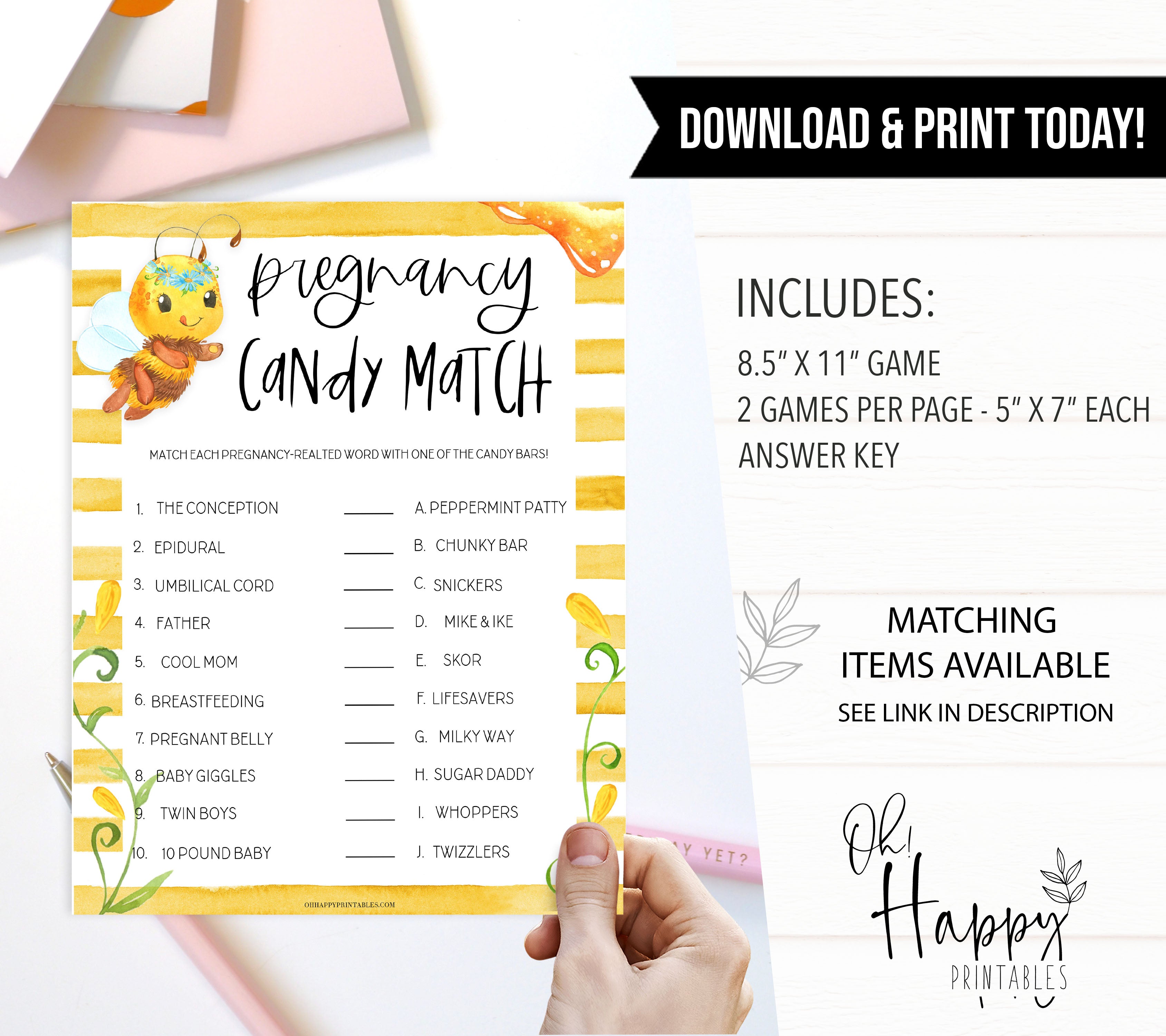pregnancy candy match game, Printable baby shower games, mommy bee fun baby games, baby shower games, fun baby shower ideas, top baby shower ideas, mommy to bee baby shower, friends baby shower ideas
