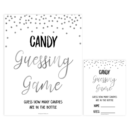candy guessing game, Printable baby shower games, baby silver glitter fun baby games, baby shower games, fun baby shower ideas, top baby shower ideas, silver glitter shower baby shower, friends baby shower ideas