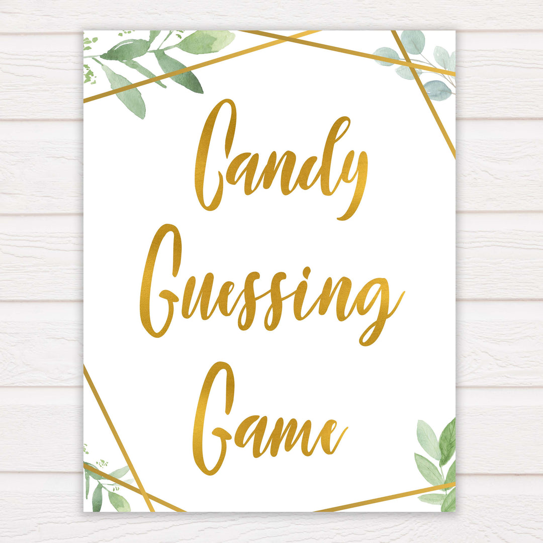 gold geometric candy guessing game baby shower games, printable baby shower games, fun baby games, popular baby games, gold baby games