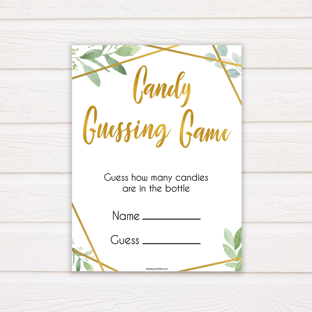gold geometric candy guessing game baby shower games, printable baby shower games, fun baby games, popular baby games, gold baby games